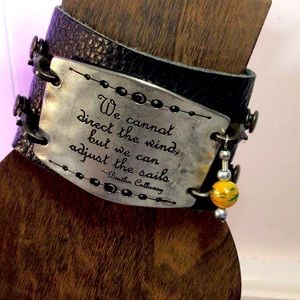 Activist B Callaway Leather Message Cuff Bracelet